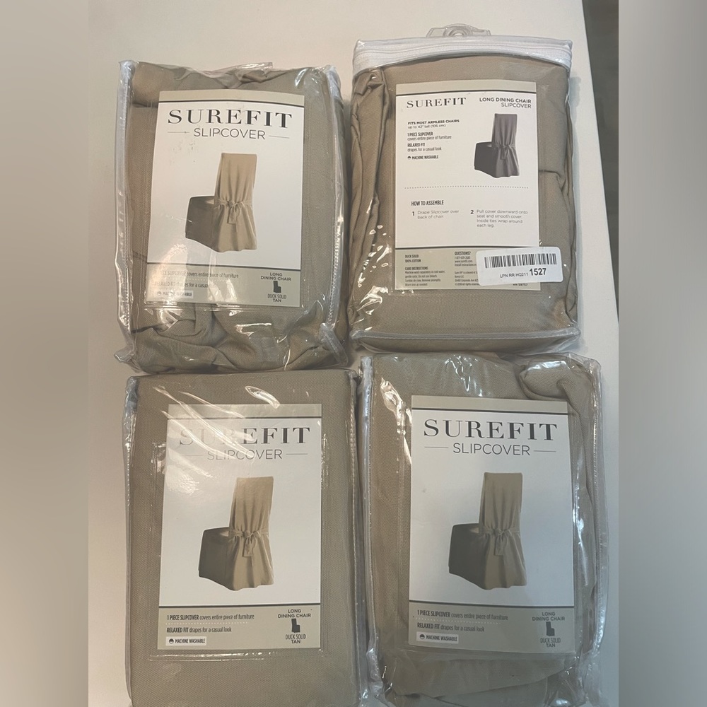 Set of 4 Surefit slipcovers for armless dining chairs